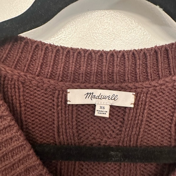 Madewell Brown Cable Knit V-Neck Crop Sweater - Picture 5 of 5